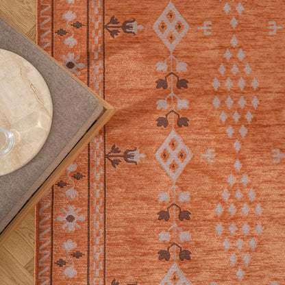Revival Rugs Garland 4'x6' Washable Area Rug for Kitchen Bedroom Dining Room - Oeko-TEX Certified, Peach