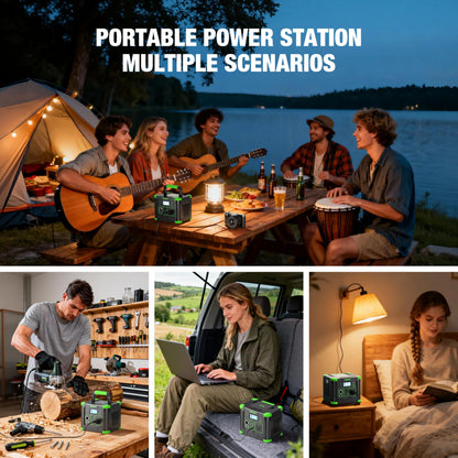 Portable Power Station 330W, 288.6Wh Solar Generator with 60W USB-C PD Output, 110V Pure Sine Wave AC Outlet, 5W Wireless Charging, 330W Backup Lithium Battery for Outdoor Camping Travel Hunting Home