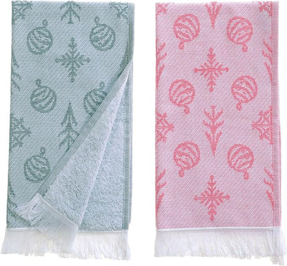 sea me at home Christmas Hand Towels Set of 2, Festive Holiday Bathroom &