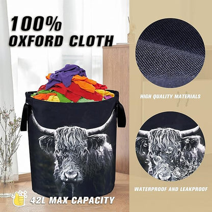 Highland Cow Laundry Basket Animal Foldable Oxford Cloth Funny Tote Bag Laundry