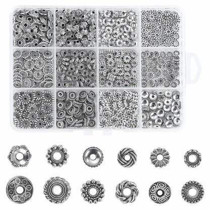 600pcs Silver Spacer Beads for Jewelry Making- 5-8mm Metal Beads Spacer with Storage Box for Bracelets, Necklaces & DIY Crafts