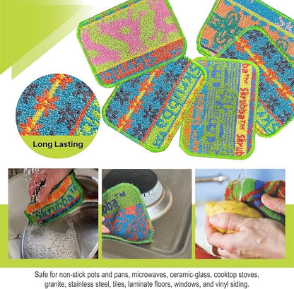 Wet-it! Skrubba 6-Pack Reusable Dish Scrubbers – Non-Scratch Scouring Pads for Kitchen & Household – Eco-Friendly, Dishwasher Safe Scrub Sponges for Dishes, Pots & Pans (Vogue)
