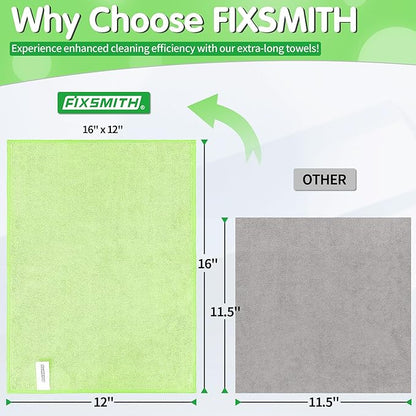FIXSMITH Sage Green Microfiber Cleaning Cloth -Pack of 8, Highly Absorbent