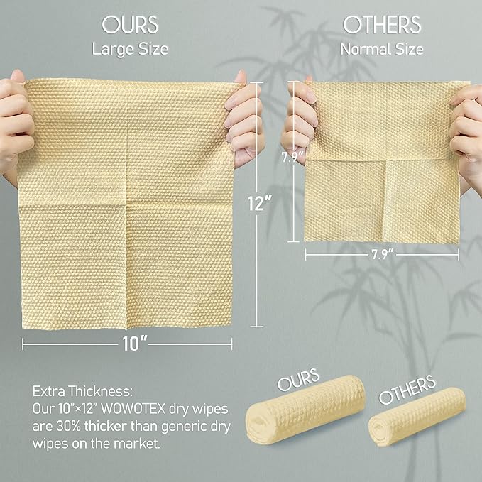 Bamboo Rayon Disposable Face Towel Biodegradable Large Dry Face Wipes 60