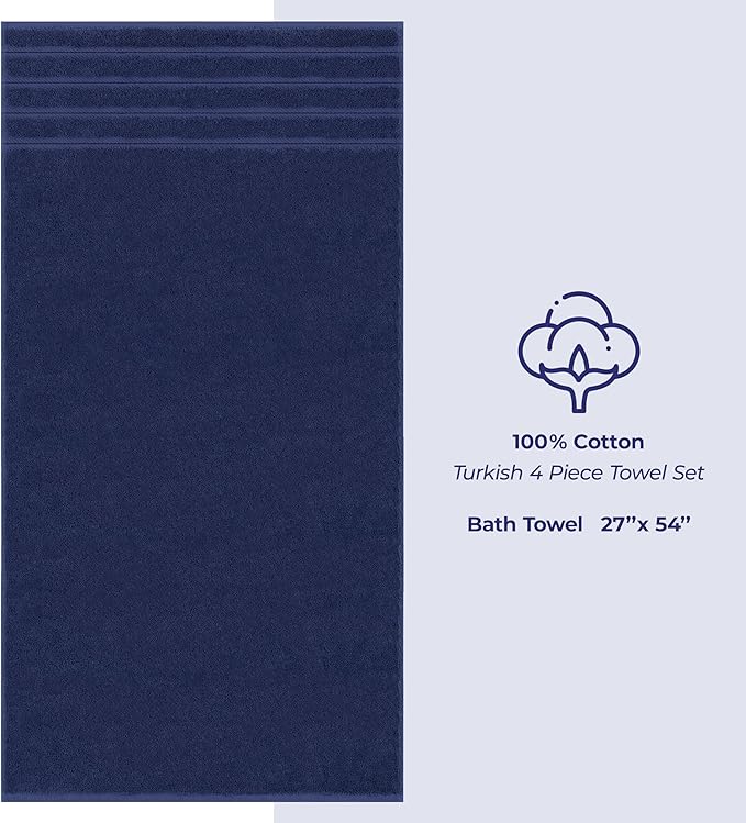 American Soft Linen Luxury 4 Piece Bath Towel Set, 600 GSM 100% Cotton Turkish
