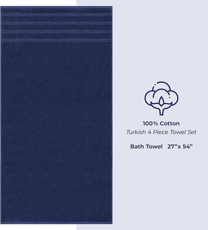 American Soft Linen Luxury 4 Piece Bath Towel Set, 600 GSM 100% Cotton Turkish