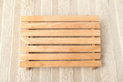 PaletteLife Wooden Footrest, D11.42 xW17.72 xH4.93 (29x45x12.5cm), 1x1.5 ft, Medium, Natural Ashwood, Ergonomic Design