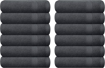 GLAMBURG Ultra Soft 12-Piece Washcloths Set 13x13-100% Ringspun Cotton