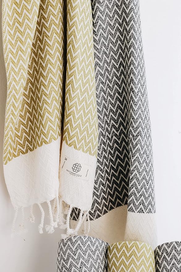 Madamelique Exclusive Hand Towels Set of 2-18 x 40 Inches - Decorative Bathroom Peshtemal Towel for Hand, Face, Hair, Yoga, Tea, Dishcloth, Kitchen and Bath - 100% Pure Cotton (Vintage Gray)