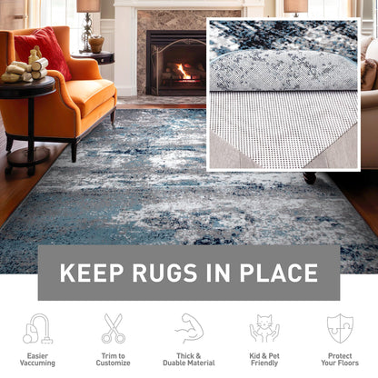 Rugshop Cushioned Thick Rug Pad Gripper for Hardwood Floors, Under Carpet Anti Skid Pad, Non Slip Rug Pads for Area Rugs 2' x 3' Cream
