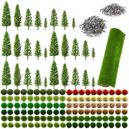 Ceenna 143 Pcs Miniature Model Trees Scenery Landscaping Kit Include Diorama Trees Artificial Grass Mat Pebbles Ho Scale Train Accessories for DIY Crafts Project Building Model Scenery Landscape