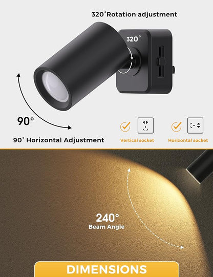 L LOHAS LED Night Lights Plug into Wall, [2-Pack] Rotatable Night Light with Dusk to Dawn Sensor, 0-100 LM Brightness Adjustable,Soft White 3000K Spot Light Nightlight for Bathroom Hallway Stairs
