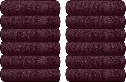 GLAMBURG Ultra Soft 12-Piece Washcloths Set 13x13-100% Ringspun Cotton