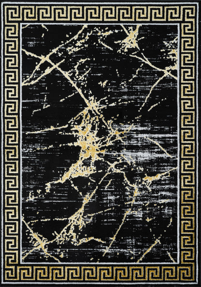GLORY RUGS Area Rugs Marble 5X7 Black Gold Carpet Modern Abstract Rug Living Room Dining Bedroom Rug