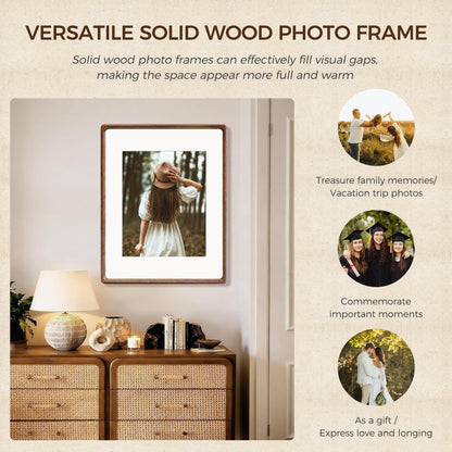11 x 14 Picture Frame,Solid Wood Photo Frame with Tempered Glass,Desk Picture Frames 8 x 10 with Mat or 11 x 14 Without Mat for Wall Decor