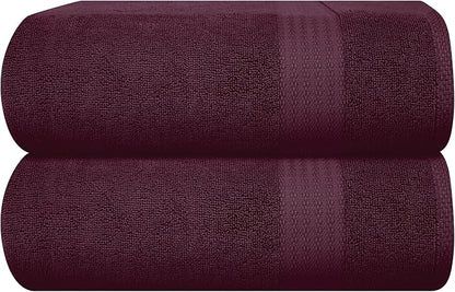 GLAMBURG Premium Cotton Oversized 2 Pack Bath Sheet 35x70-100% Pure Cotton