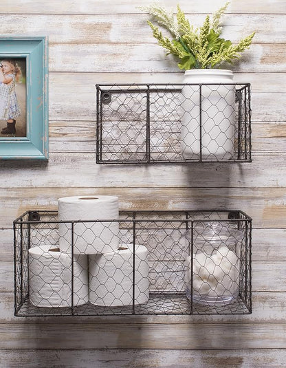 DII Chicken Wire Collection Farmhouse Vintage Wall Baskets, Small Basket