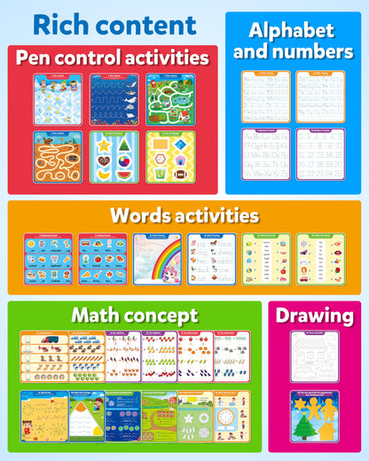 Coogam Handwriting Hundred Board, Wooden Montessori Math Manipulative 1-100 Counting Toy, Alphabet Writing Practice, Preschool Learning, Fine Motor Skills Game for Kids 3-8 with Storage Bag