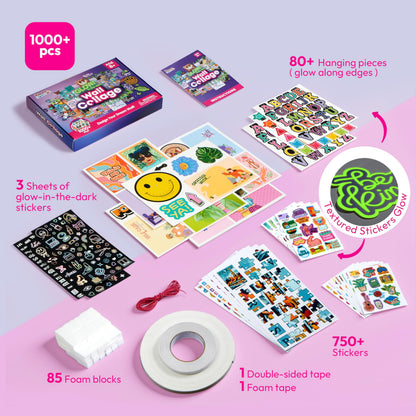 JOVA Klever Kits Glow in The Dark Wall Collage for Room Decor, DIY Poster for Teen & Tween Girls, Creative Arts and Crafts Gift Wall art for Kids aged 8 9 10 11 12 13 14