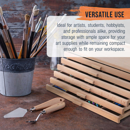 U.S. Art Supply 6-Drawer Artist Tool Supply Box with 5 Compartments per Drawer - Hardwood Art Box for Artist Supplies, Brushes, Pencils, Erasers, Tool Storage Organizer Case