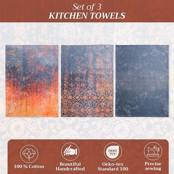 Maison d' Hermine Kitchen Towels Set of 3 100% Cotton 20" x 27.5" Reusable