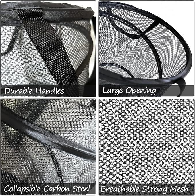 BATTOO 2 Pack Large Collapsible Laundry Basket Foldable Mesh Pop Up Hamper