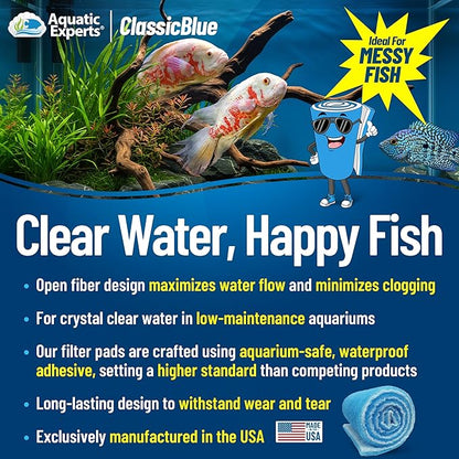 Aquatic Experts Classic Bonded Aquarium Filter Pad - Blue and White Aquarium Filter Media Roll Bulk Can Be Cut to Fit Most Filters, Made in USA (12" by 24 Feet by 3/4" Thick)