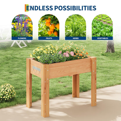 34x18x30IN Wooden Raised Garden Bed with Legs, Elevated Reinforced Large Planter Box for Vegetable Flower Herb Outdoor, Standing Growing Bed for Gardening/Backyard/Patio/Balcony, Liner Included