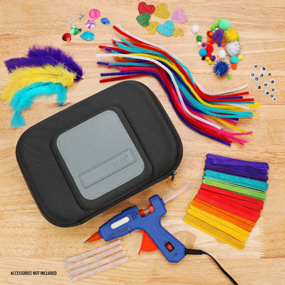 USA Gear Hot Glue Gun Case with Removeable Pouches, Water Resistant Shell - Hard Shell Storage Case Only fits Sticks, Cordless Hot Glue Gun & more Tools - Replacement Storage (Black)