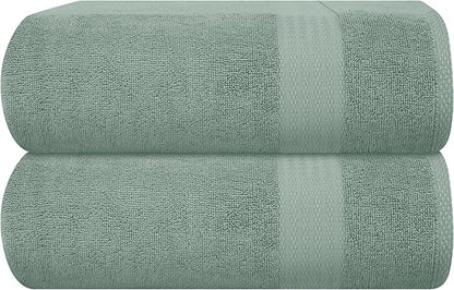 GLAMBURG Premium Cotton Oversized 2 Pack Bath Sheet 35x70-100% Pure Cotton