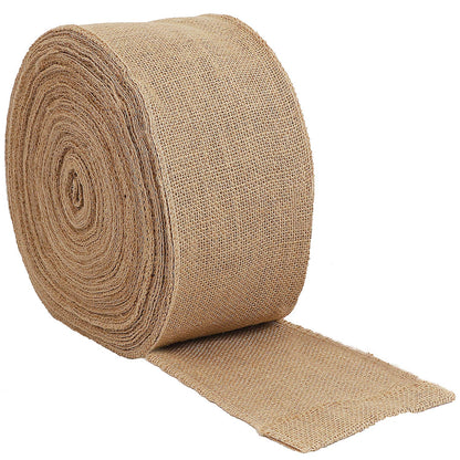 KINJOEK 5 Inch Wide 11 Yards Burlap Ribbon, Natural Jute Fabric Ribbon Crafts Ribbon for Christmas Wedding Gifts Burlap Fabric DIY for Decoration