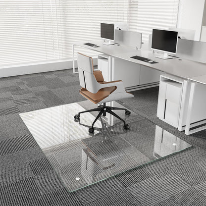 Koonmi Glass Chair Mat for Carpet, 36"x48" Tempered Glass Office Chair Mat, Glass Floor Mats with Rounded and Polished Edges, Desk Chair Mats with 4 Anti-Slip Pads for Hardwood Floor, Carpet