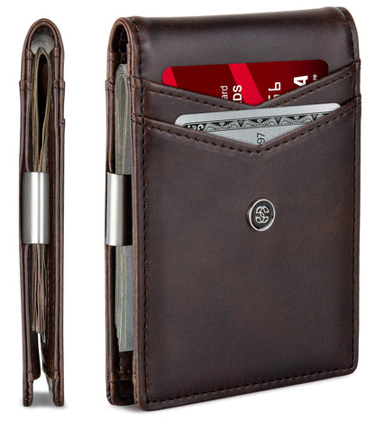 Suavell Slim Wallets for Men. Minimalist Bifold Wallet With Money Clip & ID Window. RFID Blocking Credit Card Holder Front Pocket Wallet, Gifts For Men - Husband Father On Birthday Anniversary.