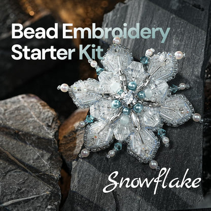 Relime Bead Embroidery Starter Kit w Step-by-Step Video Tutorials, Snowflake Craft Kit Hand Embroidery Kit with Patterns, Handmade Jewelry DIY for Adults and Kids