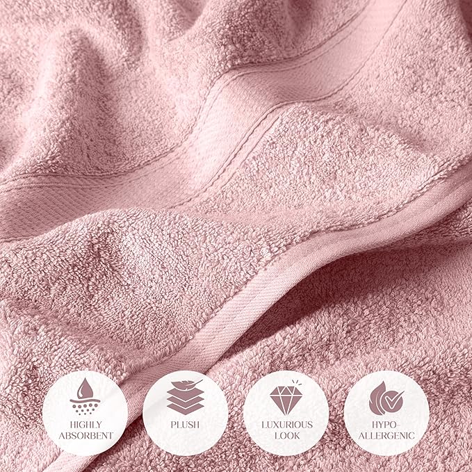 SUPERIOR Egyptian Cotton Pile Bath Towel Set of 2, Ultra Soft Luxury Towels