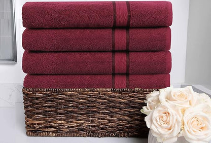 Cotton Craft Ultra Soft 4 Pack Oversized Extra Large Bath Towels 30x54 Burgundy