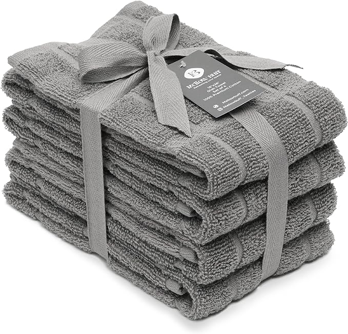 100% Cotton Terry Dish Towels, 4 Pack Plain, 16 x26 Inches, Super Soft and