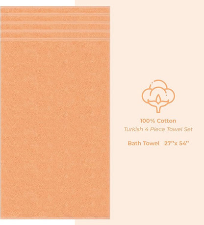 American Soft Linen Luxury 4 Piece Bath Towel Set, 600 GSM 100% Cotton Turkish