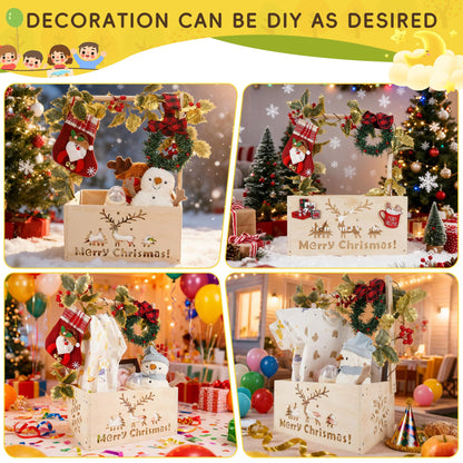 XIANMEI Wooden Baby Shower Crate Closet, Shower Basket with Artificial Vines & Garland, Perfect Gifts for Newborn, Pregnancy New Parent