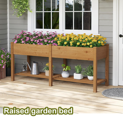 GHWIE Raised Garden Bed with Shelf,Elevated Wooden Planter Box with Legs,Garden Planter for Backyard, Patio, Balcony