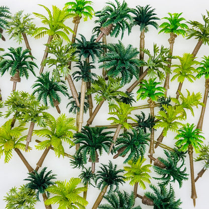 Cayway 50 PCS Model Trees Coconut Palm Model Trees, Mixed Model Trees for Model Train Railway Architecture Diorama DIY Scenery Landscape