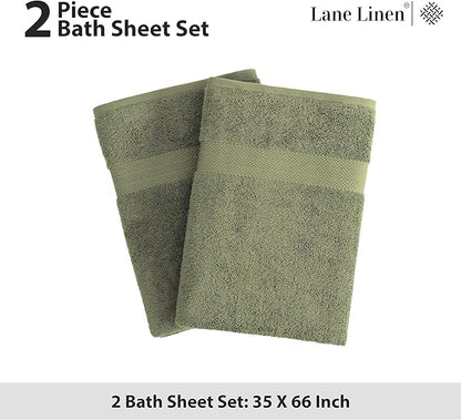 LANE LINEN 100% Ring Spun Cotton Luxury Bath Sheet 2 Pcs