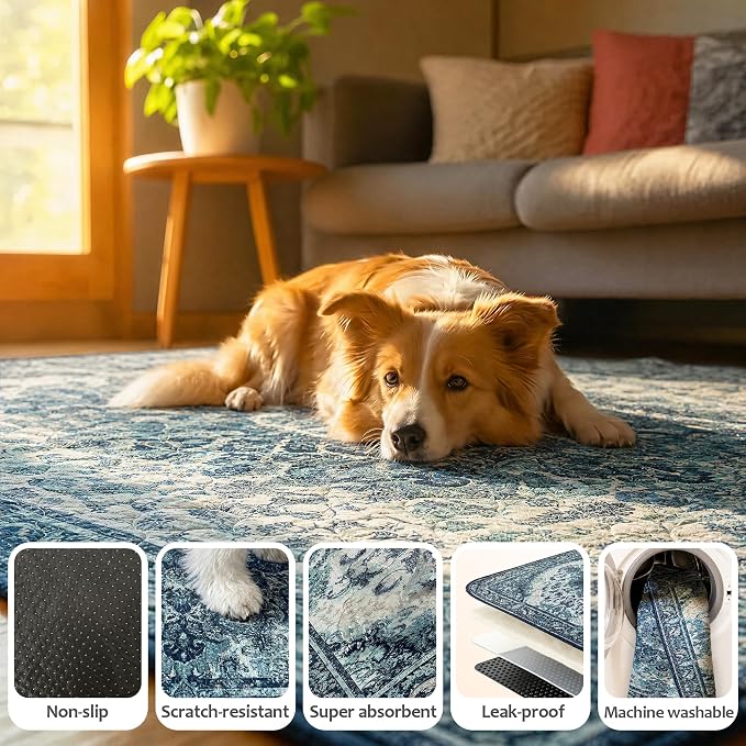 Dog Pee Pads Training Pads Upgrade Triple Thickness All-Purpose Super Absorbent & Leak-Proof, Quick Dry and Leak-Proof and Odor Control (Blue/Multi, 18" x24" x2PCS)