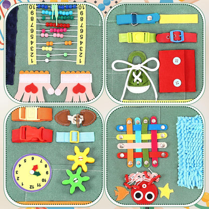 Shyyween Fidget Apron for Elderly Fidget Blanket for Dementia Alzheimer's Therapy Activity Apron Anxiety Relief supplies(Green)