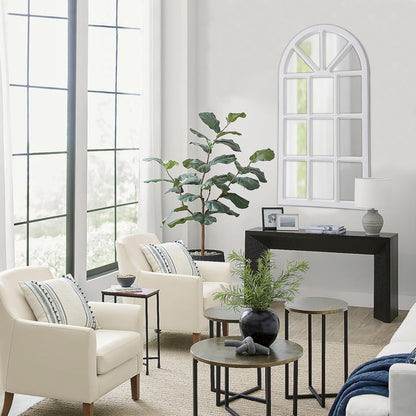 Sintosin Rustic Arched Window Pane Mirror 20 X 36 Inch, Hanging Distressed White Window Mirrors for Wall Decor, Farmhouse Cathedral Wooden Wall Mirror for Living Room Bedroom Fireplace Hallway