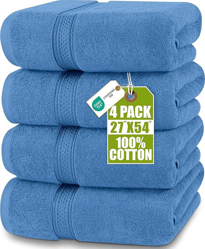 Utopia Towels 4 Pack Premium Bath Towels Set, 27 by 54 Inches, 100% Ring Spun