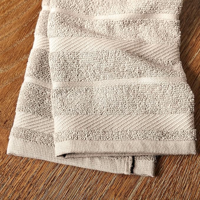 KitchenAid Albany Kitchen Towel 4-Pack Set, Milkshake Tan/White