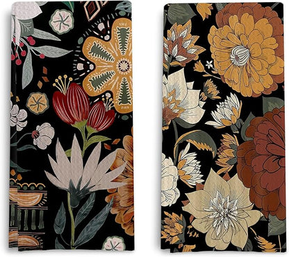 Abstract Floral Kitchen Dish Towels
