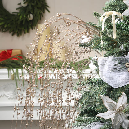HRONG 24 PCS 39.37in Red Artificial Glitter Berry Stem Ornaments - Glittery Twigs，Branches for Christmas Tree Decorations, Holiday Wreaths, Wedding, DIY & Home Party Decor (Champagne)