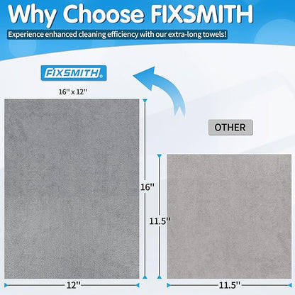 FIXSMITH Grey Microfiber Cleaning Cloth, Reusable Shop Towels, Microfiber Towels
